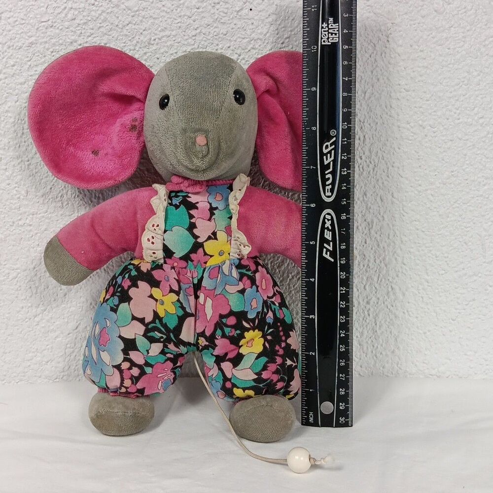 Sterntaler Musical Mouse Pink Floral Soft Body West Germany Vintage Flaws - Picture 10 of 10